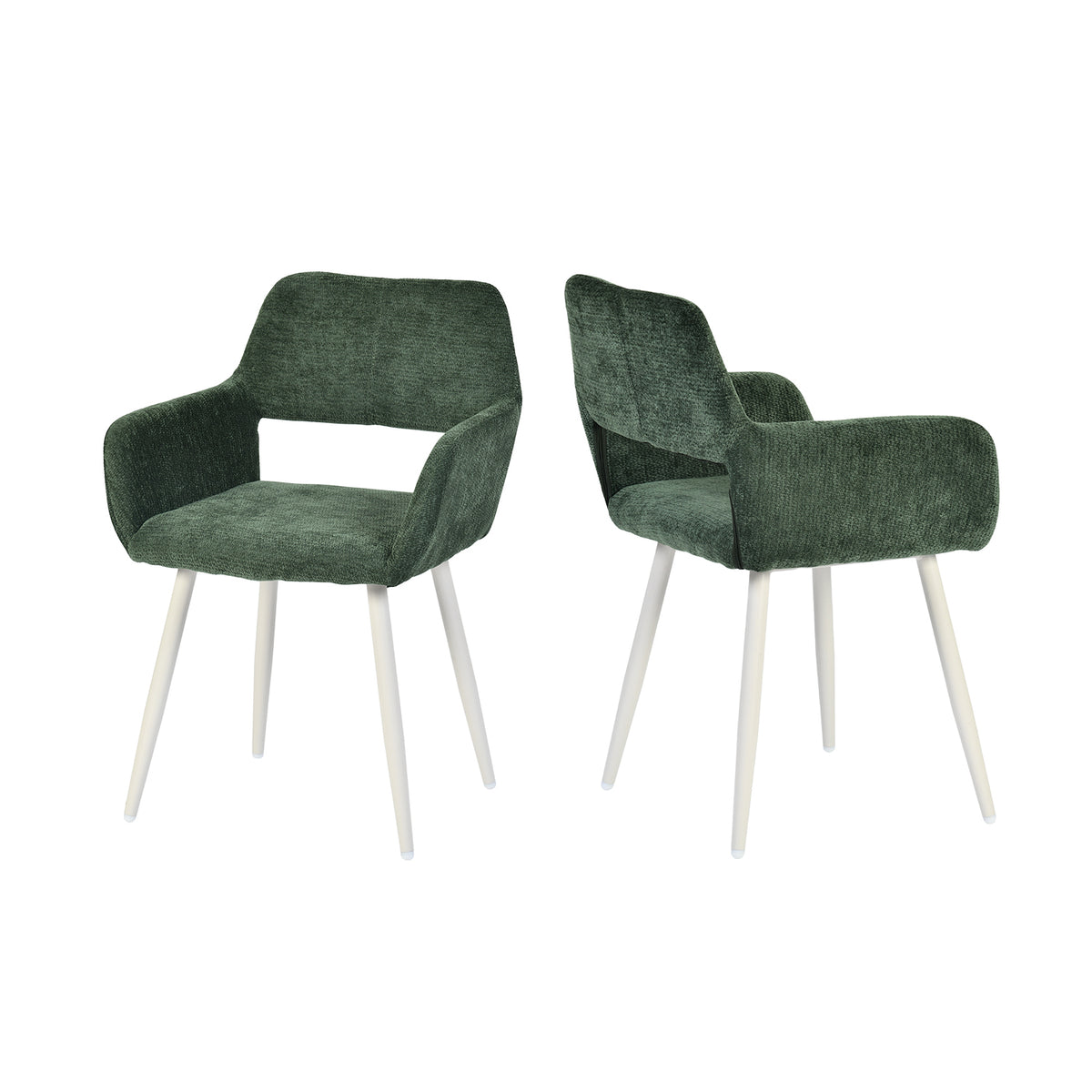 Set of 2 Scandinavian dining room armchairs with beige fabric armrests - Cromwell