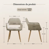 Lot de 4 fauteuils de salle à manger scandinaves avec accoudoirs en tissu beige - CROMWELL