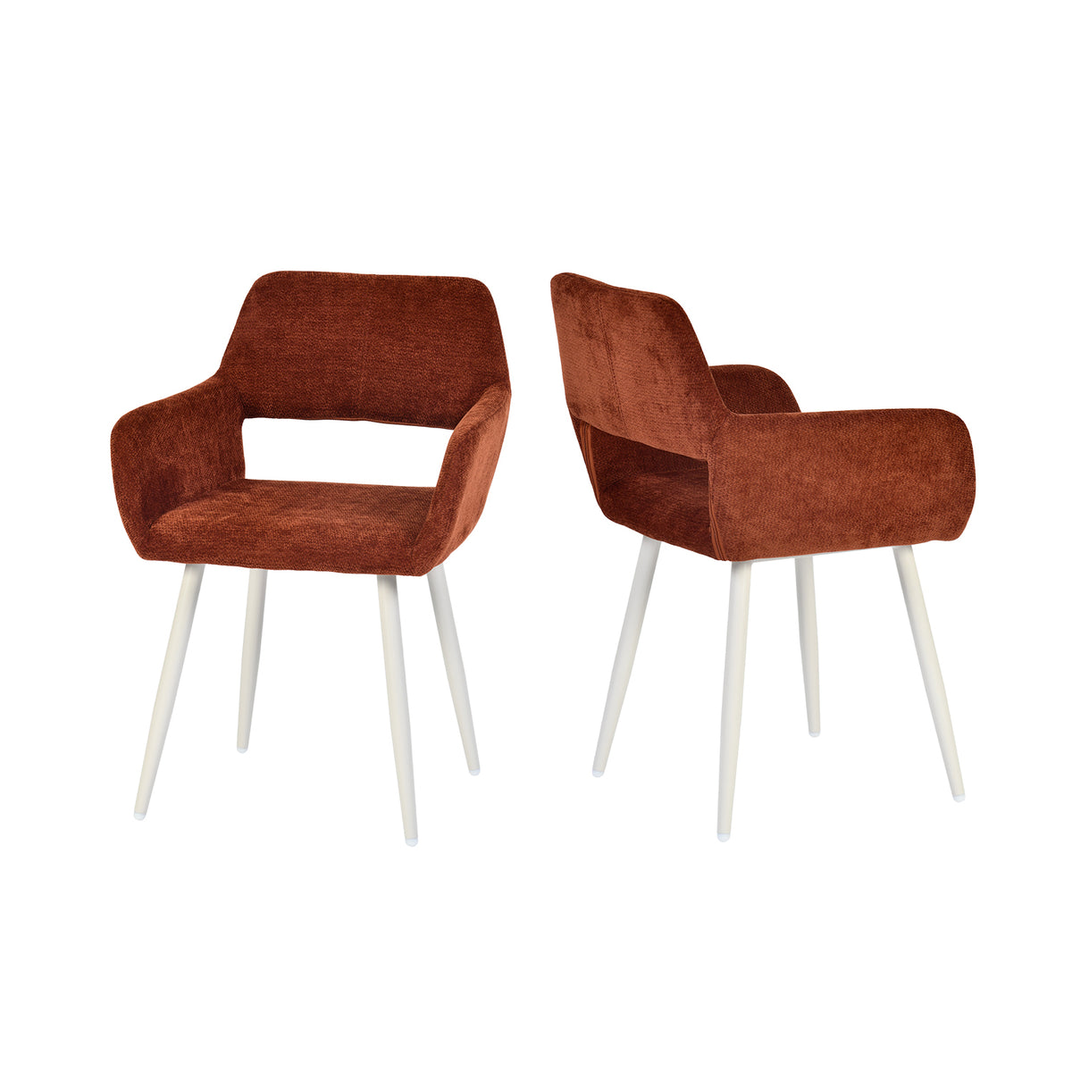 Set of 2 Scandinavian dining room armchairs with beige fabric armrests - Cromwell