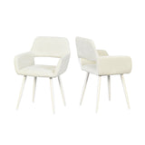 Set of 2 Scandinavian dining room armchairs with beige fabric armrests - Cromwell