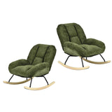 Lot de 2 fauteuil à bascule scandinave en tissu chenille avec accoudoirs pour salon ou chambre à coucher, vert - LITHOPS