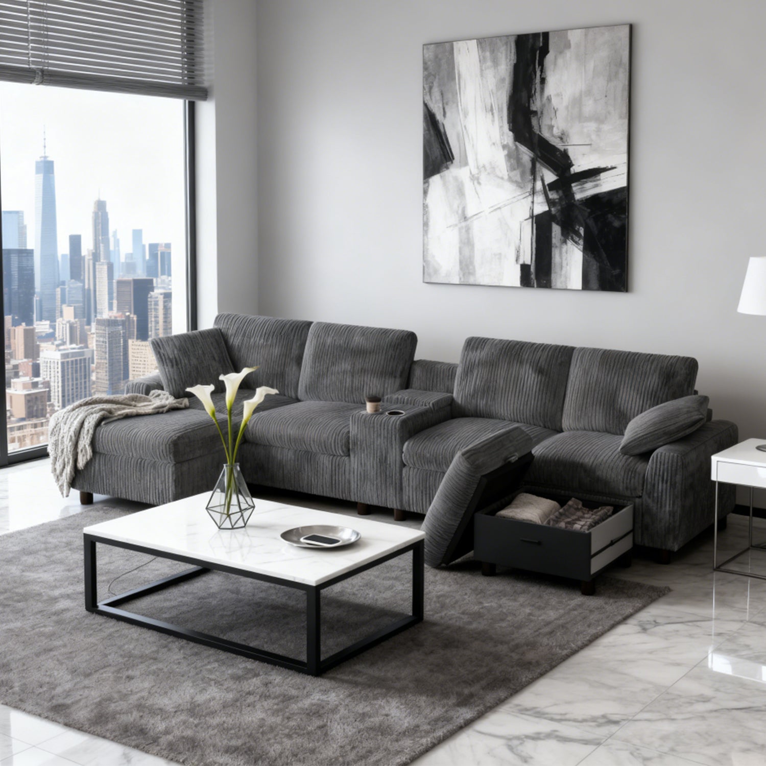2-seater sofa in beige fabric Scandinavian style - AHBARM