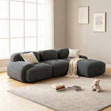 2-seater sofa bed in dark gray fabric with side pockets, modern convertible sofa