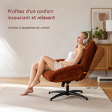 Fauteuil de bureau pivotant scandinave avec accoudoirs en tissu chenille, réglable, terracotta - LITHOPS FIX
