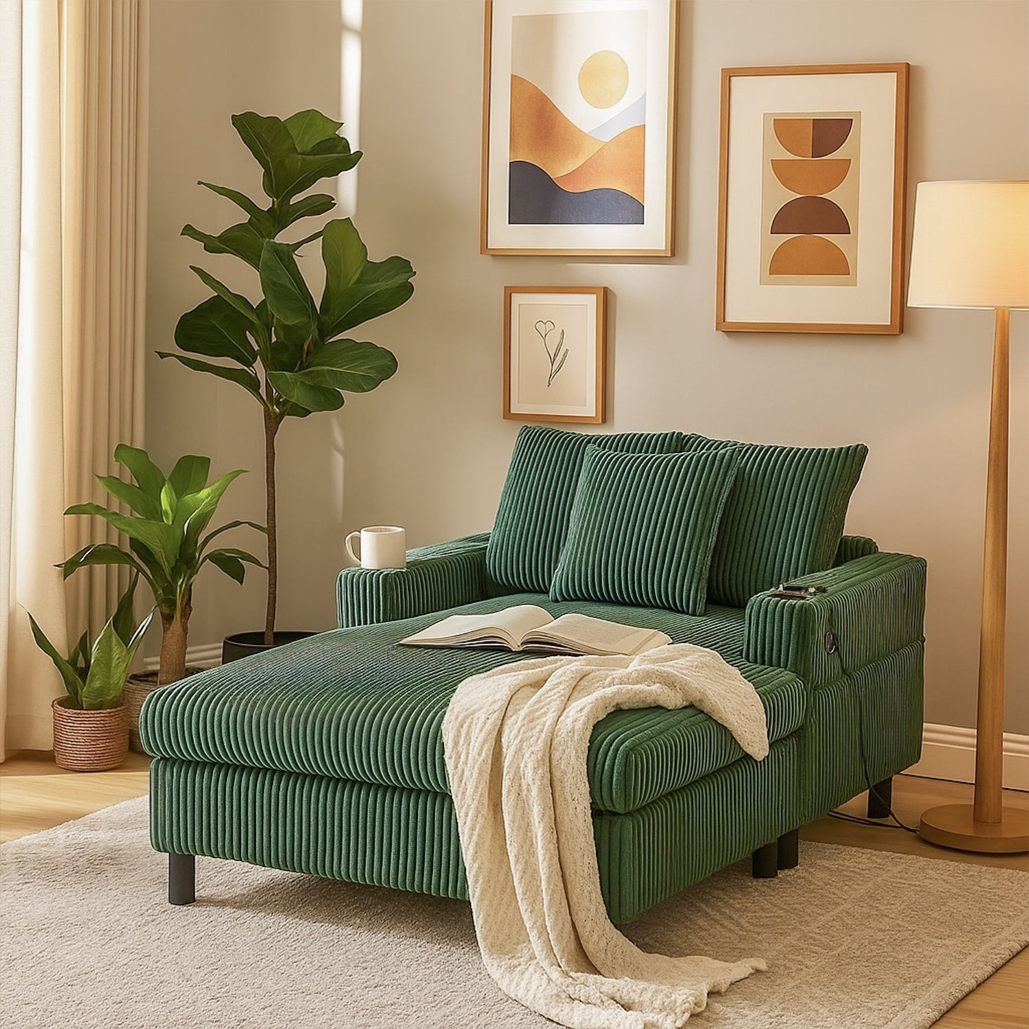 2-seater sofa in beige fabric Scandinavian style - AHBARM