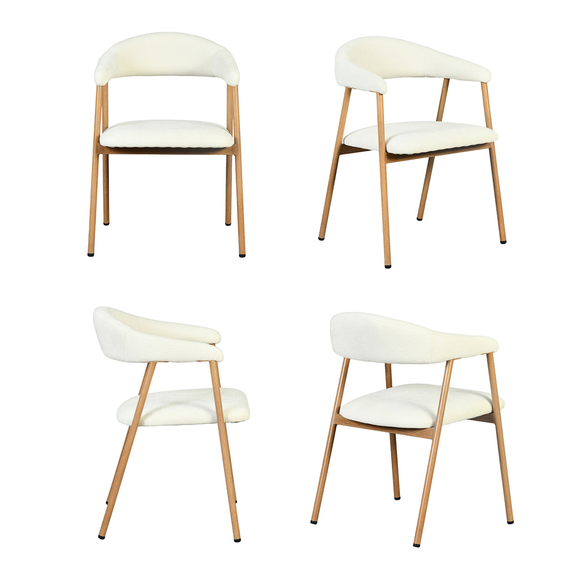 Set of 2 Scandinavian dining room armchairs with beige fabric armrests - Cromwell