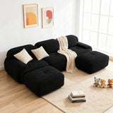 2-seater sofa bed in dark gray fabric with side pockets, modern convertible sofa