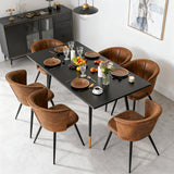 Ensemble de salle à manger comprenant une table extensible et 6 chaises en suédine marron