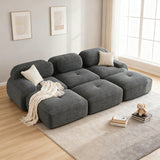 2-Sitzer-Schlafsofa aus dunkelgrauem Stoff mit Seitentaschen, modernes Schlafsofa