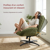 Fauteuil de bureau pivotant scandinave avec accoudoirs en tissu chenille, réglable, vert - LITHOPS FIX