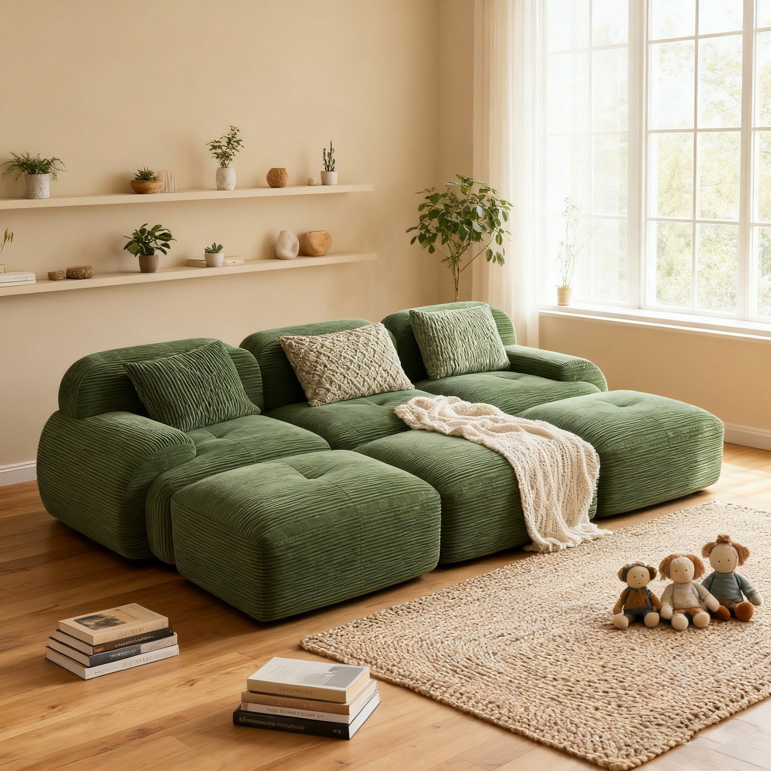 2-seater sofa bed in dark gray fabric with side pockets, modern convertible sofa