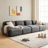 Ensemble de canapés avec accoudoirs incurvés et base antidérapante en tissu velours côtelé doux pour le salon, gris, siège 4