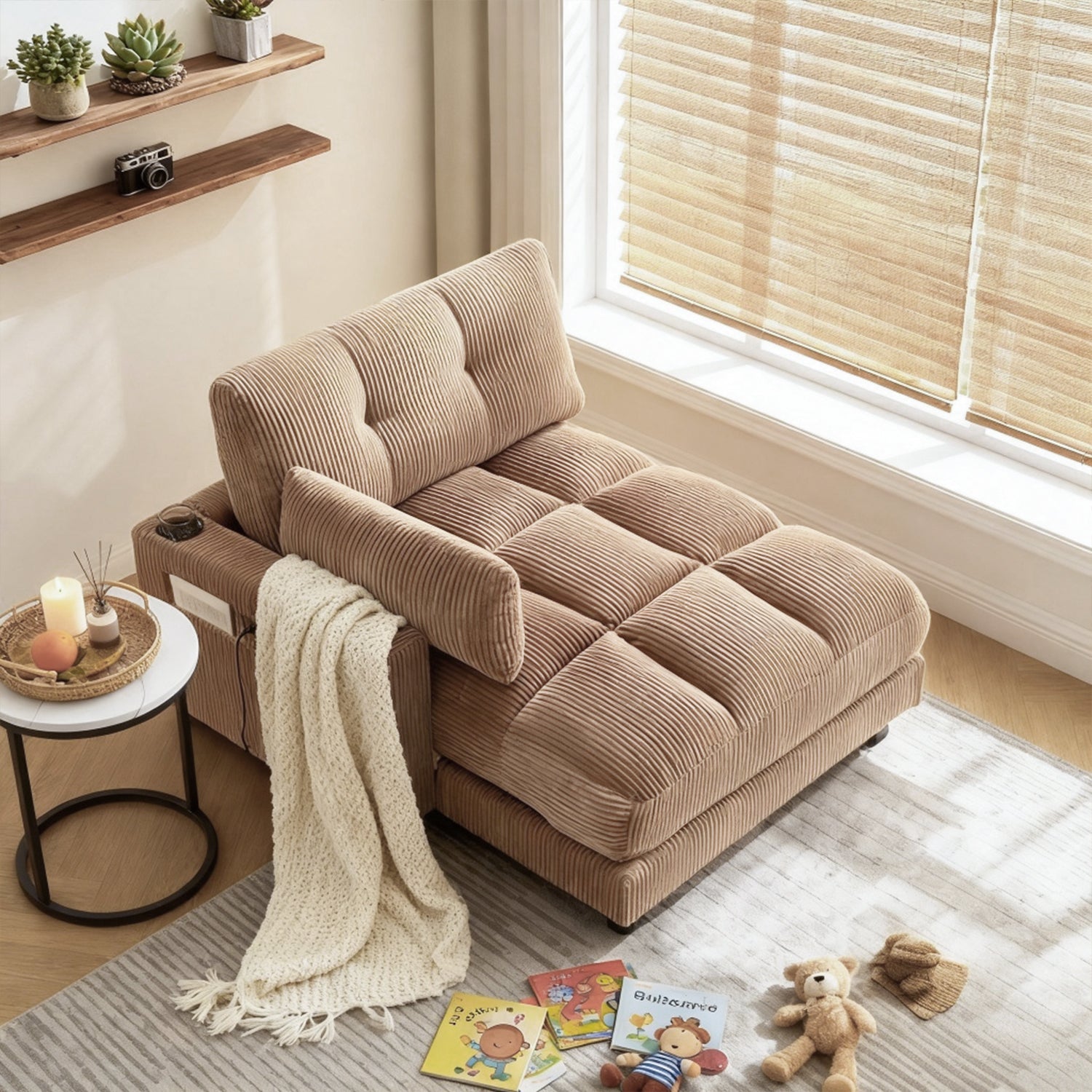 2-seater sofa in beige fabric Scandinavian style - AHBARM