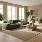 Ensemble de canapés avec accoudoirs incurvés et base antidérapante en tissu velours côtelé doux pour le salon, vert, siège 3