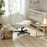 Fauteuil de relaxation réglable et pivotant avec accoudoirs et assise épaisse en chenille beige - CONFOD