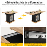 Extensible dining table 140/180x80x75 cm with MDF tray white marble effect and black metal feet