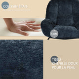 Fauteuil à bascule scandinave en tissu chenille avec accoudoirs pour salon ou chambre à coucher, bleu - LITHOPS