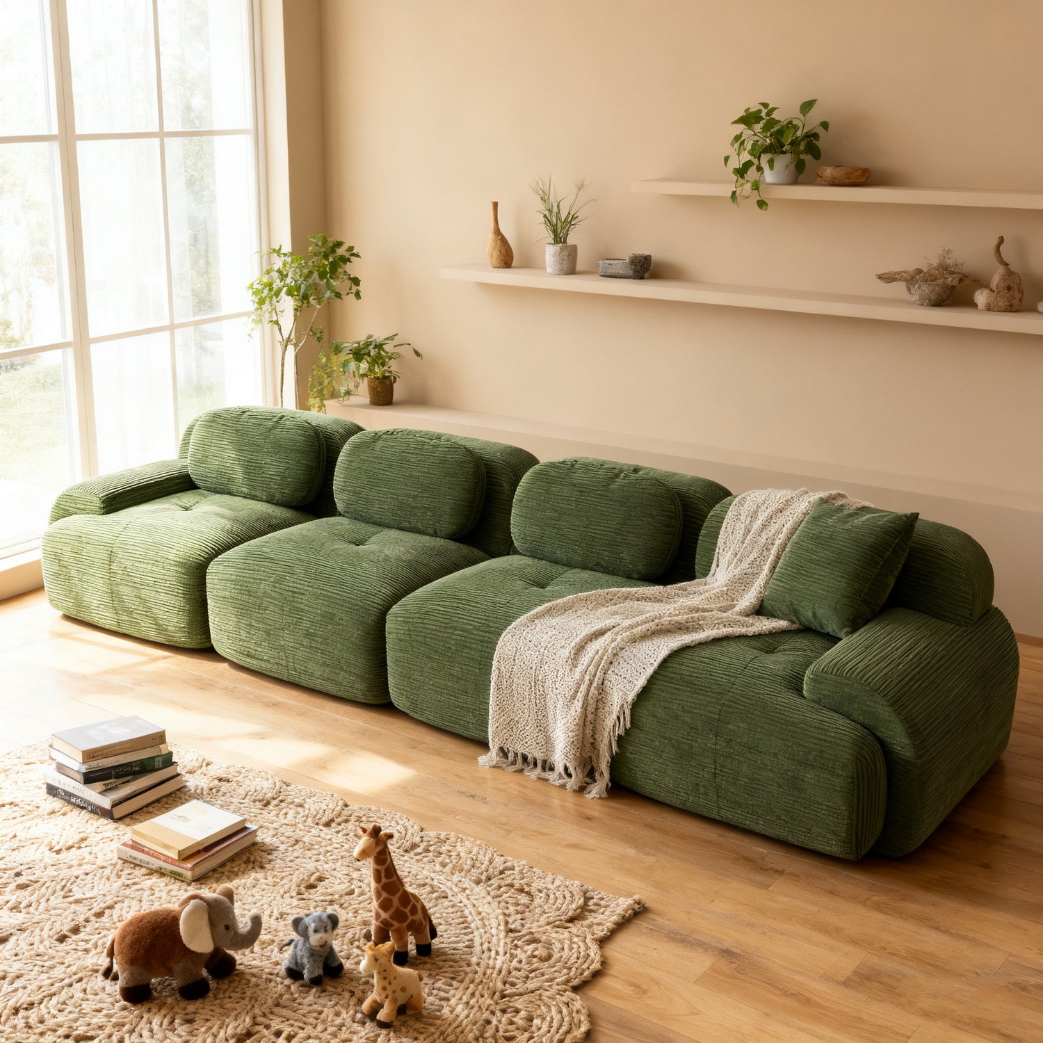 2-seater sofa bed in dark gray fabric with side pockets, modern convertible sofa
