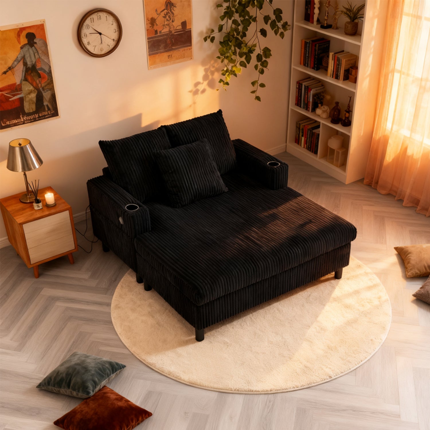 2-seater sofa in beige fabric Scandinavian style - AHBARM