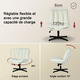 Fauteuil de relaxation réglable et pivotant avec accoudoirs et assise épaisse en chenille beige - CONFOD