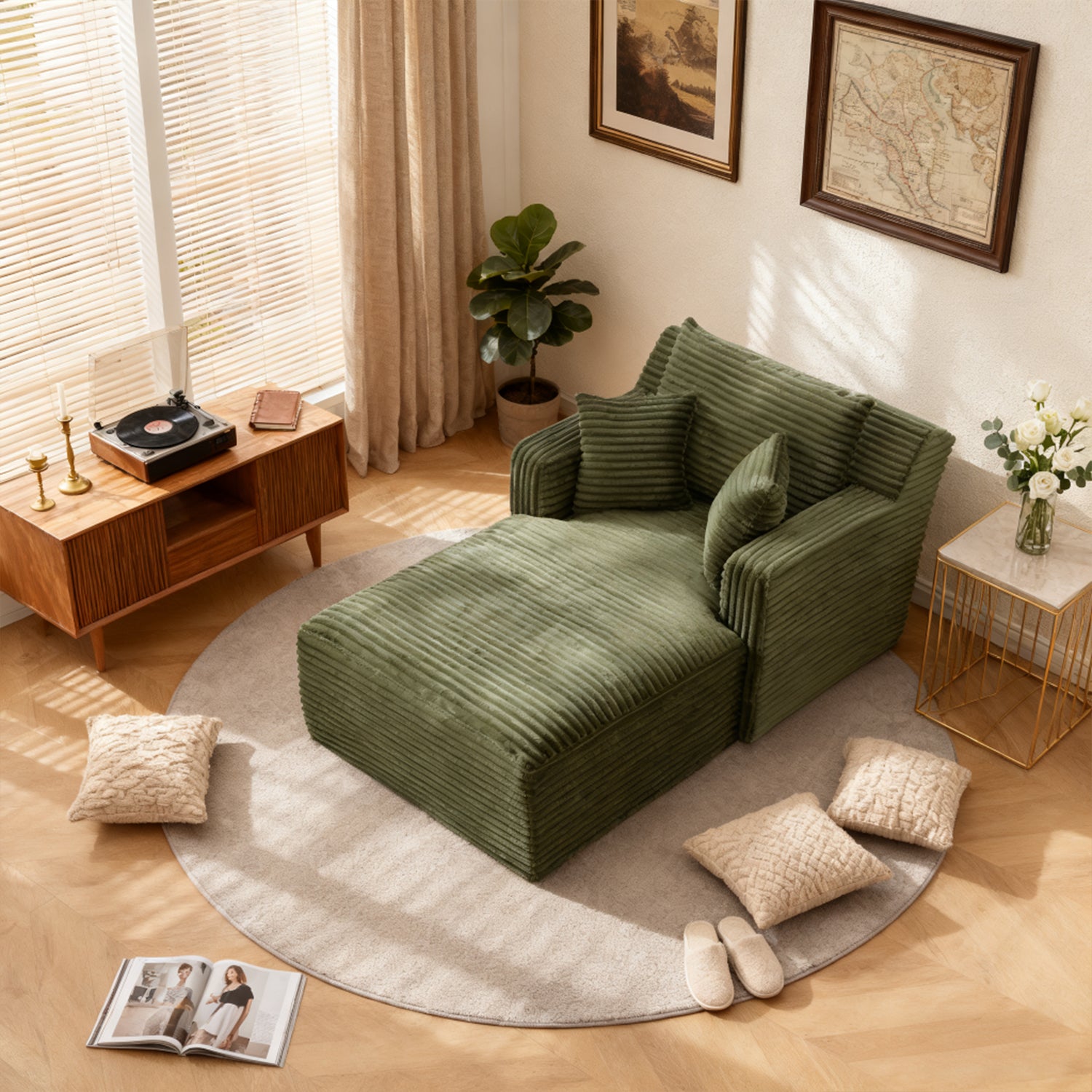 2-Sitzer-Sofa aus beigem Stoff im skandinavischen Stil – AHBARM