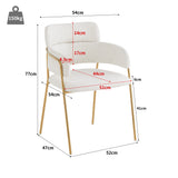 Lot de 6 chaises de salle à manger beiges avec pieds dorés, style moderne