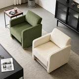 Lounge armchair with armrests in beige corduroy - DOMCO