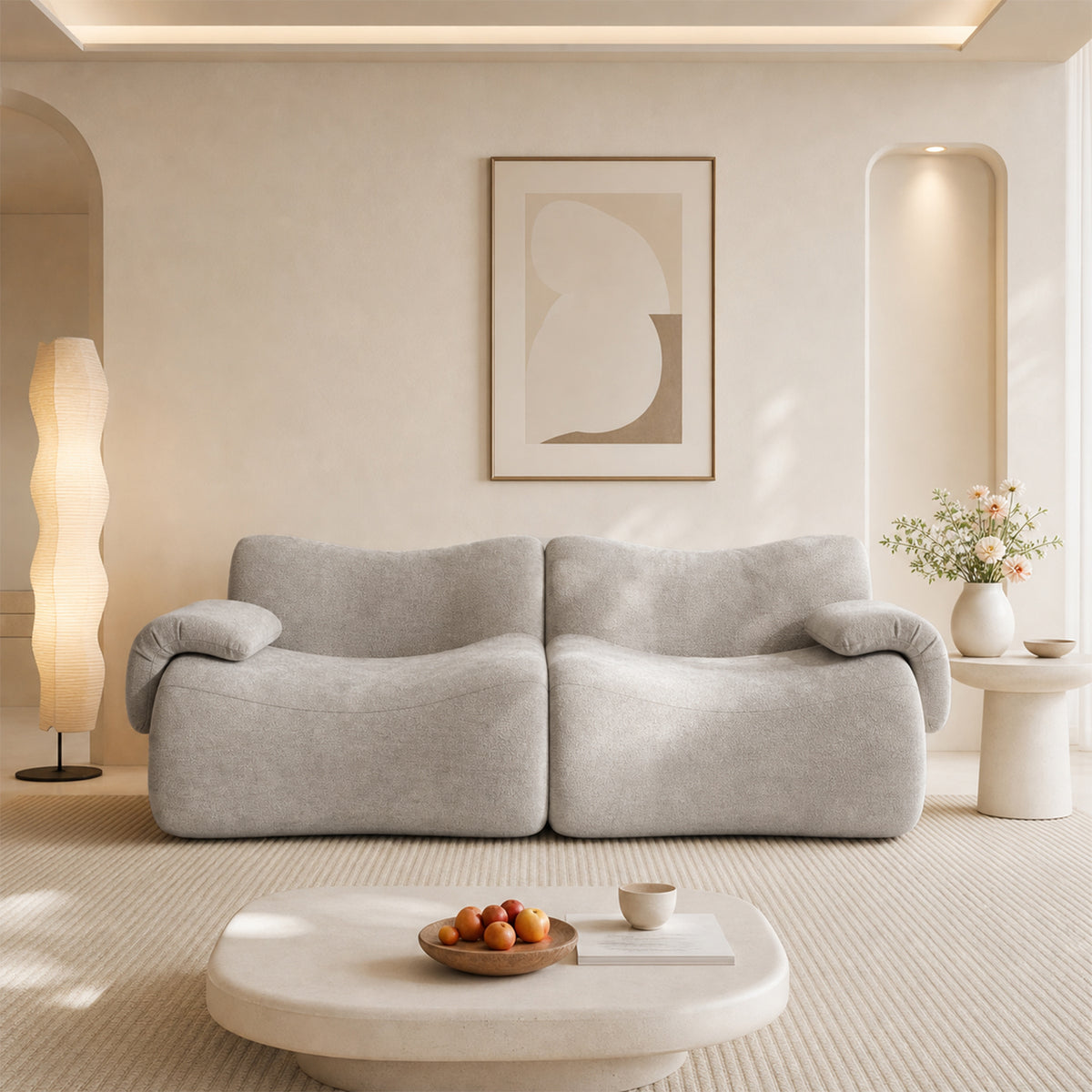 2-Sitzer-Schlafsofa aus dunkelgrauem Stoff mit Seitentaschen, modernes Schlafsofa