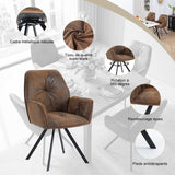 Ensemble de salle à manger comprenant une table extensible et 4 fauteuil pivotant confortables en suédine