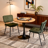 Ensemble de salle à manger de style scandinave composé d'une table ronde en chêne et de 2 chaises en tissu vert