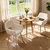 Lot de 2 fauteuils de salle à manger scandinaves avec accoudoirs en tissu mouton bouclette beige - CROMWELL