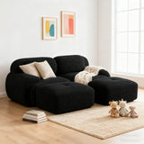 2-Sitzer-Schlafsofa aus dunkelgrauem Stoff mit Seitentaschen, modernes Schlafsofa