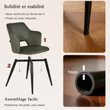 Ensemble de salle à manger de style scandinave composé d'une table ronde en chêne et de 2 fauteuils en tissu vert