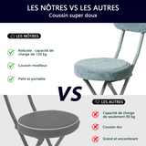 Lot de 4 chaises/tabourets pliantes, assise ronde en tissu effet fausse fourrure grise - ERNST