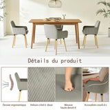 Lot de 4 chaises de salle à manger de style scandinave avec pieds en bois et accoudoirs en velours côtelé gris - ELIA
