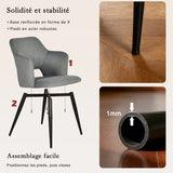 Ensemble table à manger extensible noire et 6 fauteuils en tissu gris de style scandinave