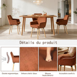 Lot de 2 chaises de salle à manger de style scandinave avec pieds en bois et accoudoirs en velours côtelé rouge - ELIA