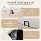 Children's bed 90 × 190 cm padded (without mattresses) PU beige with arched headboard