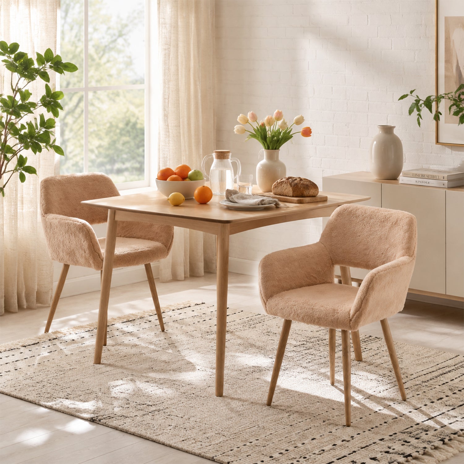 Scandinavian dining chair with black fabric armrests - CROMWELL BLACK Ⅰ