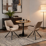 Round Table Table Table Table Timber Ø80 cm with 4 black velvet chairs, modern and comfortable style