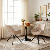 Round Table Table Table Table Timber Ø80 cm with 4 black velvet chairs, modern and comfortable style