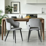 Lot de 2 chaises de salle à manger scandinaves avec accoudoirs en tissu résistant aux animaux et assise rembourrée, gris - AKANJI CC