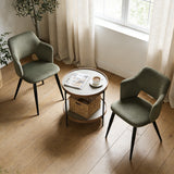 Lot de 4 chaises de salle à manger scandinaves avec accoudoirs en tissu résistant aux animaux et assise rembourré, vert - AKANJI CC