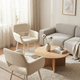 Set of 2 Scandinavian dining room armchairs with beige fabric armrests - Cromwell