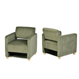 Lounge armchair with armrests in beige corduroy - DOMCO