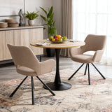 Set of 2 Scandinavian dining chairs with beige fabric armrests - Beth
