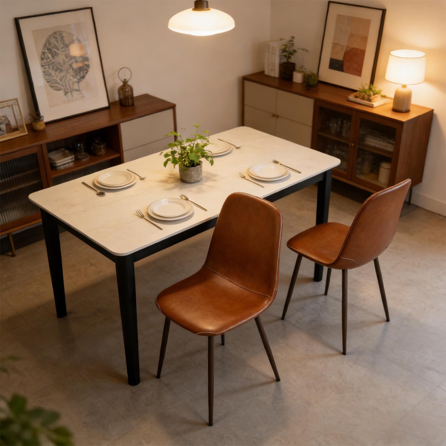 Set of 4 industrial dining chairs in suede - Charlton