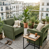 Lounge armchair with armrests in beige corduroy - DOMCO