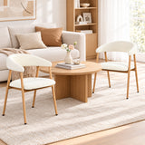 Set of 2 Scandinavian dining room armchairs with beige fabric armrests - Cromwell