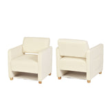Lounge armchair with armrests in beige corduroy - DOMCO